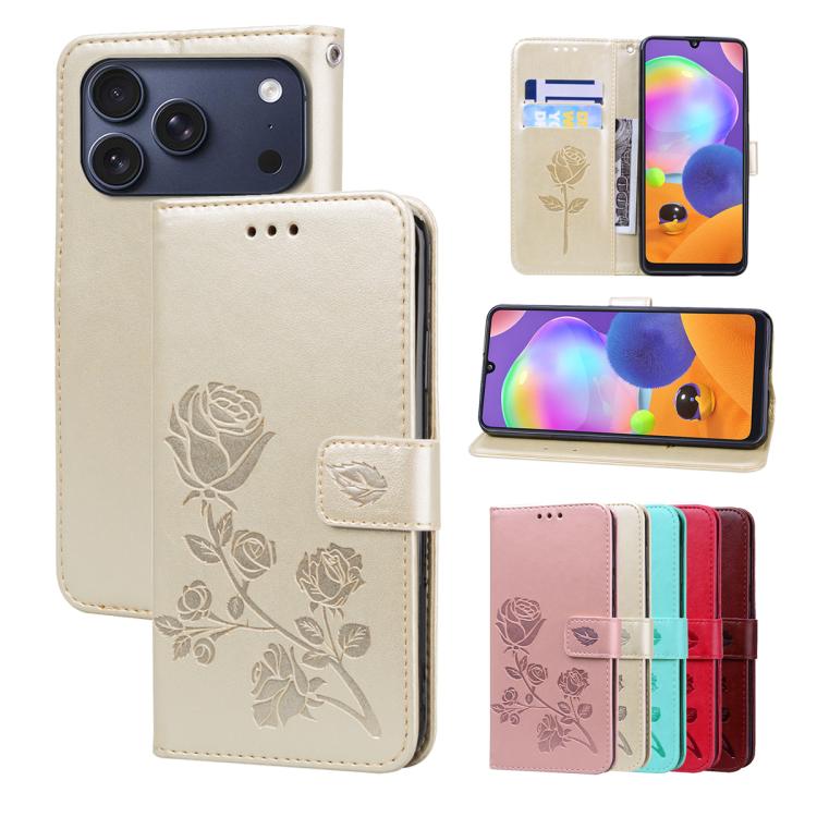 Rose Embossed Flip PU Leather Phone Case, For iPhone 18 Pro / 17 Pro, For iPhone 18 Pro Max / 17 Pro Max, For iPhone 17e / 16e, For iPhone 17