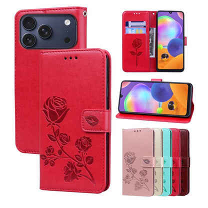 Rose Embossed Flip PU Leather Phone Case, For iPhone 18 Pro / 17 Pro, For iPhone 18 Pro Max / 17 Pro Max, For iPhone 17e / 16e, For iPhone 17