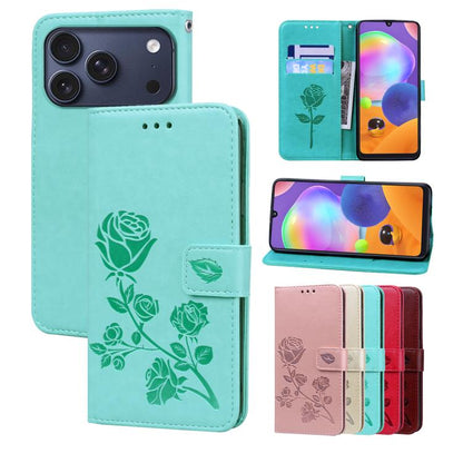 Rose Embossed Flip PU Leather Phone Case, For iPhone 18 Pro / 17 Pro, For iPhone 18 Pro Max / 17 Pro Max, For iPhone 17e / 16e, For iPhone 17