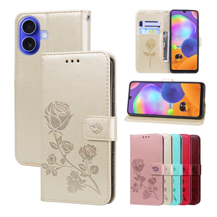 Rose Embossed Flip PU Leather Phone Case, For iPhone 18 Pro / 17 Pro, For iPhone 18 Pro Max / 17 Pro Max, For iPhone 17e / 16e, For iPhone 17