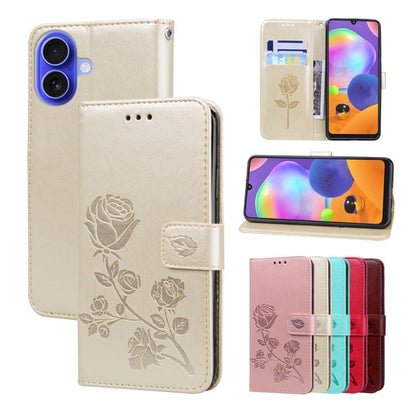 Rose Embossed Flip PU Leather Phone Case, For iPhone 18 Pro / 17 Pro, For iPhone 18 Pro Max / 17 Pro Max, For iPhone 17e / 16e, For iPhone 17