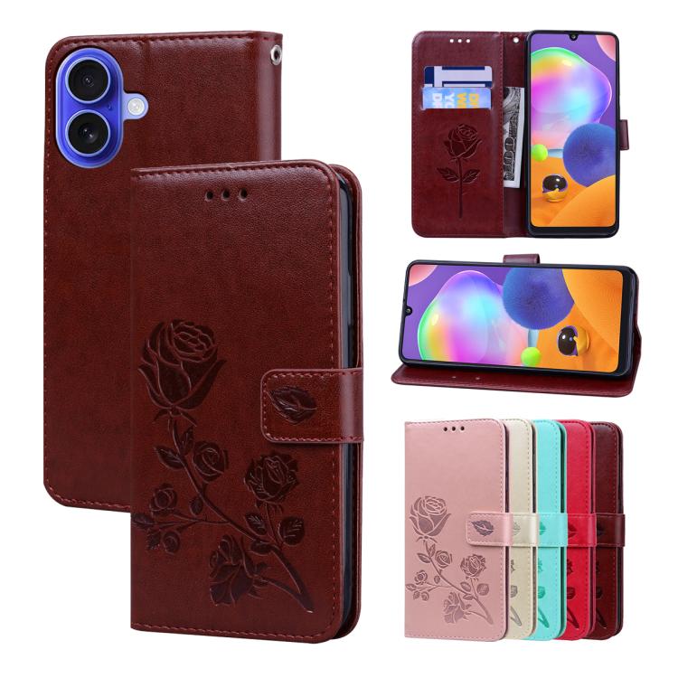 Rose Embossed Flip PU Leather Phone Case, For iPhone 18 Pro / 17 Pro, For iPhone 18 Pro Max / 17 Pro Max, For iPhone 17e / 16e, For iPhone 17