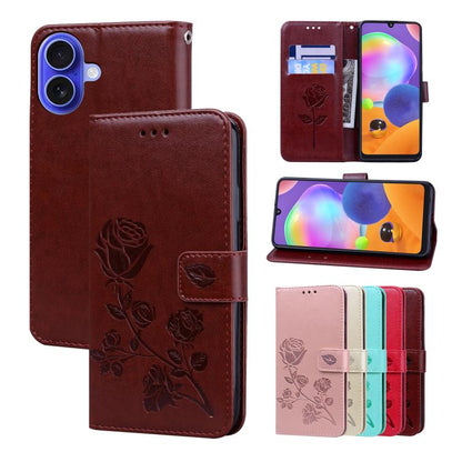 Rose Embossed Flip PU Leather Phone Case, For iPhone 18 Pro / 17 Pro, For iPhone 18 Pro Max / 17 Pro Max, For iPhone 17e / 16e, For iPhone 17