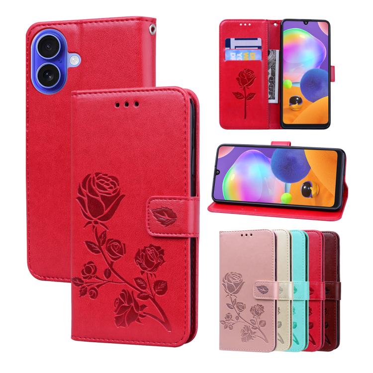 Rose Embossed Flip PU Leather Phone Case, For iPhone 18 Pro / 17 Pro, For iPhone 18 Pro Max / 17 Pro Max, For iPhone 17e / 16e, For iPhone 17