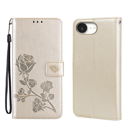 Rose Embossed Flip PU Leather Phone Case, For iPhone 17e / 16e, For iPhone 17 Pro Max, For iPhone 17 Pro, For iPhone 17