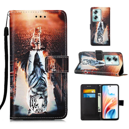 Colored Drawing Pattern Plain Weave Leather Phone Case