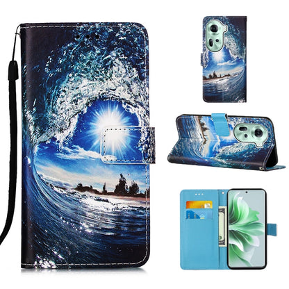 Colored Drawing Pattern Plain Weave Leather Phone Case