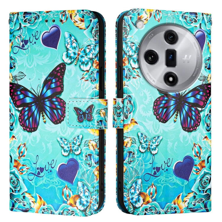 Colored Drawing Pattern Plain Weave Leather Phone Case, For OPPO Find X7, For OPPO Reno11 5G Global, For OPPO Reno11 Pro 5G Global