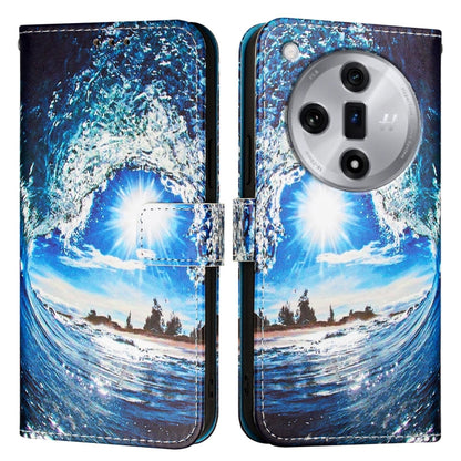 Colored Drawing Pattern Plain Weave Leather Phone Case, For OPPO Find X7, For OPPO Reno11 5G Global, For OPPO Reno11 Pro 5G Global