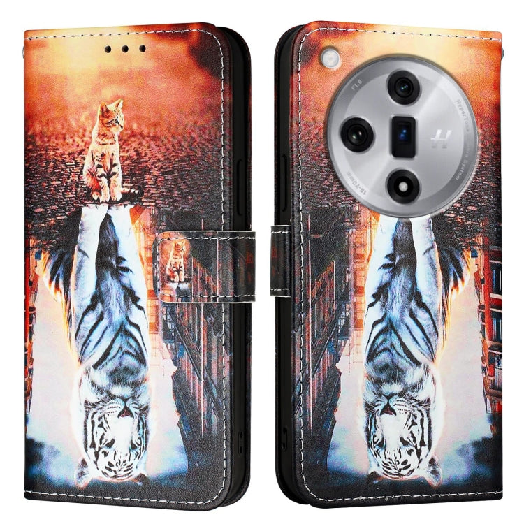 Colored Drawing Pattern Plain Weave Leather Phone Case, For OPPO Find X7, For OPPO Reno11 5G Global, For OPPO Reno11 Pro 5G Global