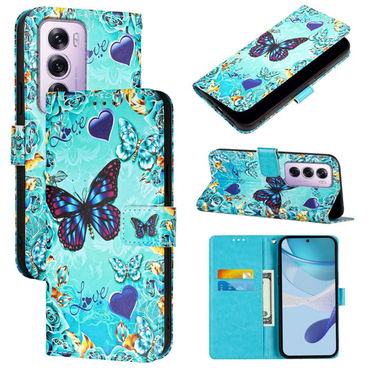 Colored Drawing Pattern Plain Weave Leather Phone Case, For OPPO Reno12 Pro Global, For OPPO Reno12 Global, For OPPO A2 Pro 5G / A3 Pro 5G