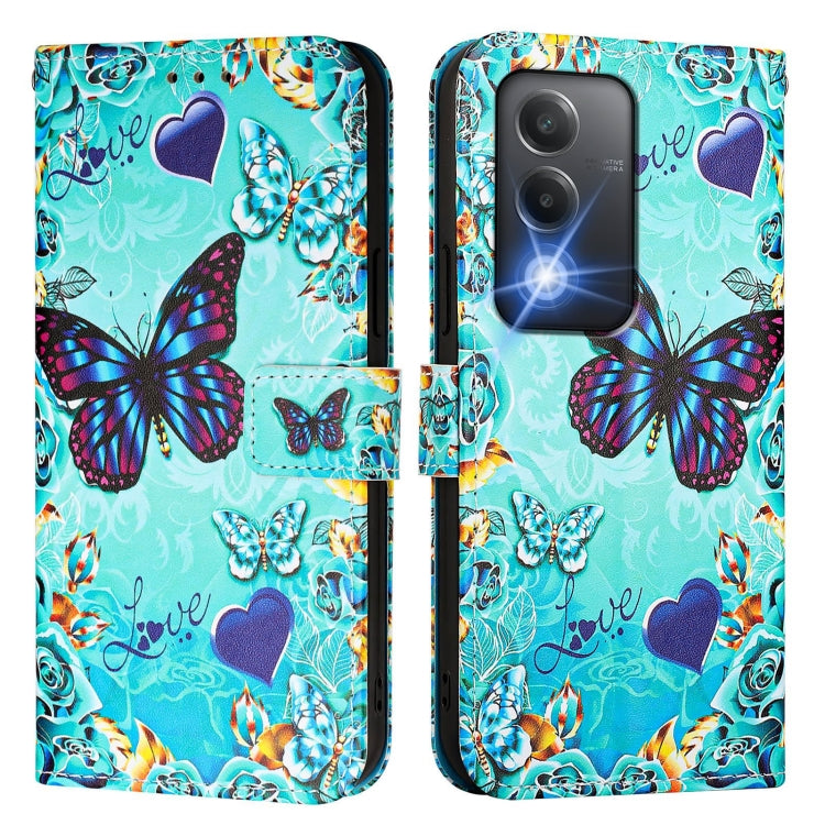 Colored Drawing Pattern Plain Weave Leather Phone Case, For OPPO K12x 5G Global, For OPPO A3 Pro 5G India, For OPPO Reno12 F Global