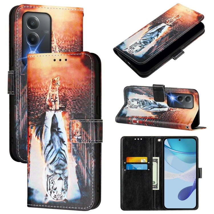 Colored Drawing Pattern Plain Weave Leather Phone Case, For OPPO K12x 5G Global, For OPPO A3 Pro 5G India, For OPPO Reno12 F Global