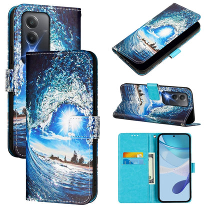 Colored Drawing Pattern Plain Weave Leather Phone Case, For OPPO K12x 5G Global, For OPPO A3 Pro 5G India, For OPPO Reno12 F Global