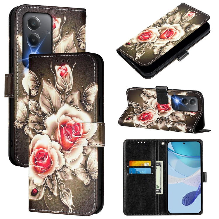 Colored Drawing Pattern Plain Weave Leather Phone Case, For OPPO K12x 5G Global, For OPPO A3 Pro 5G India, For OPPO Reno12 F Global