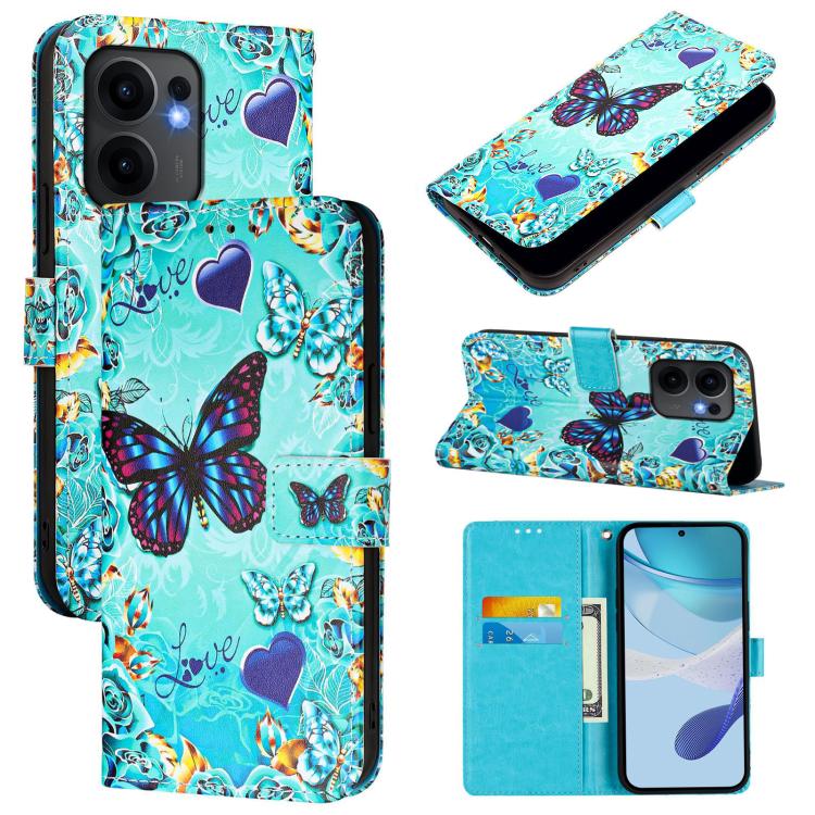 Colored Drawing Pattern Plain Weave Leather Phone Case, For OPPO Reno13 F 5G Global, For OPPO A5 Pro China, For OPPO A80 5G EU Version