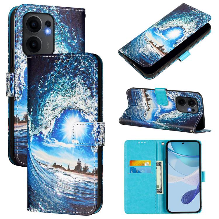 Colored Drawing Pattern Plain Weave Leather Phone Case, For OPPO Reno13 F 5G Global, For OPPO A5 Pro China, For OPPO A80 5G EU Version