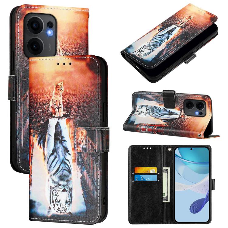 Colored Drawing Pattern Plain Weave Leather Phone Case, For OPPO Reno13 F 5G Global, For OPPO A5 Pro China, For OPPO A80 5G EU Version