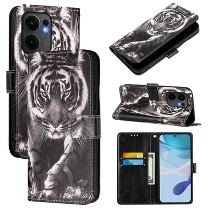 Colored Drawing Pattern Plain Weave Leather Phone Case, For OPPO Reno13 F 5G Global, For OPPO A5 Pro China, For OPPO A80 5G EU Version
