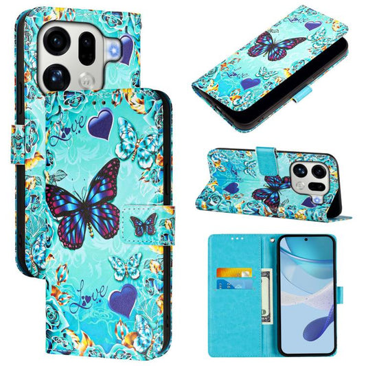 Colored Drawing Pattern Plain Weave Leather Phone Case, For OPPO Find X9 Pro, For OPPO Reno14 F 5G, For OPPO A5 5G Global