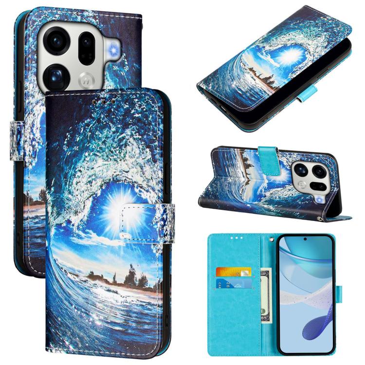 Colored Drawing Pattern Plain Weave Leather Phone Case