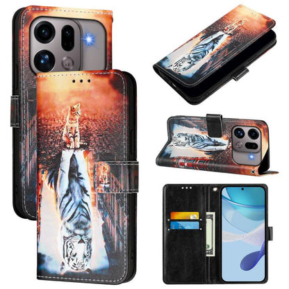 Colored Drawing Pattern Plain Weave Leather Phone Case, For OPPO Find X9s Pro, For OPPO Find X9 Ultra, For OPPO Find X9