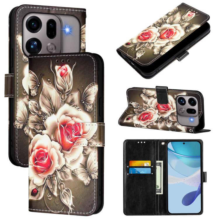 Colored Drawing Pattern Plain Weave Leather Phone Case, For OPPO Find X9s Pro, For OPPO Find X9 Ultra, For OPPO Find X9