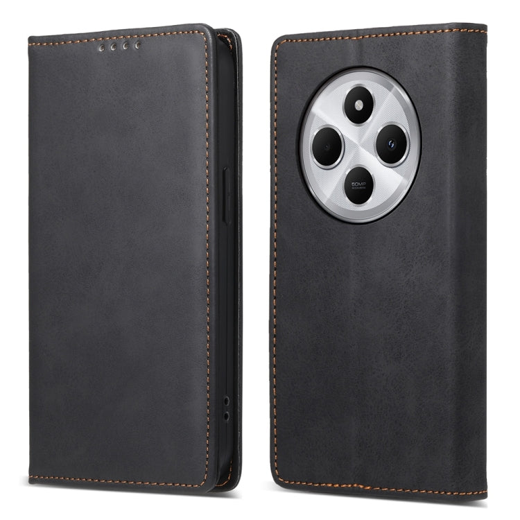 Business Solid Color Magnetic RFID Leather Phone Case, For Redmi Note 14 4G 164.84mm, For Redmi Note 14 Pro 4G, For Redmi Note 14 4G 163.25mm Global, For Redmi 14C 4G