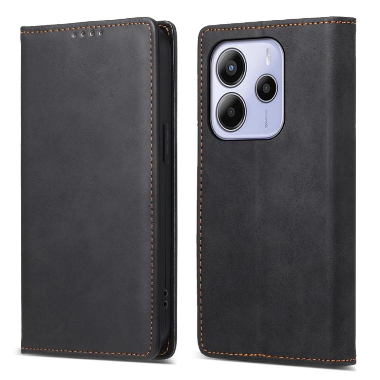 Business Solid Color Magnetic RFID Leather Phone Case, For Redmi Note 14 4G 164.84mm, For Redmi Note 14 Pro 4G, For Redmi Note 14 4G 163.25mm Global, For Redmi 14C 4G