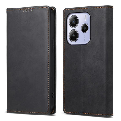 Business Solid Color Magnetic RFID Leather Phone Case, For Redmi Note 14 4G 164.84mm, For Redmi Note 14 Pro 4G, For Redmi Note 14 4G 163.25mm Global, For Redmi 14C 4G