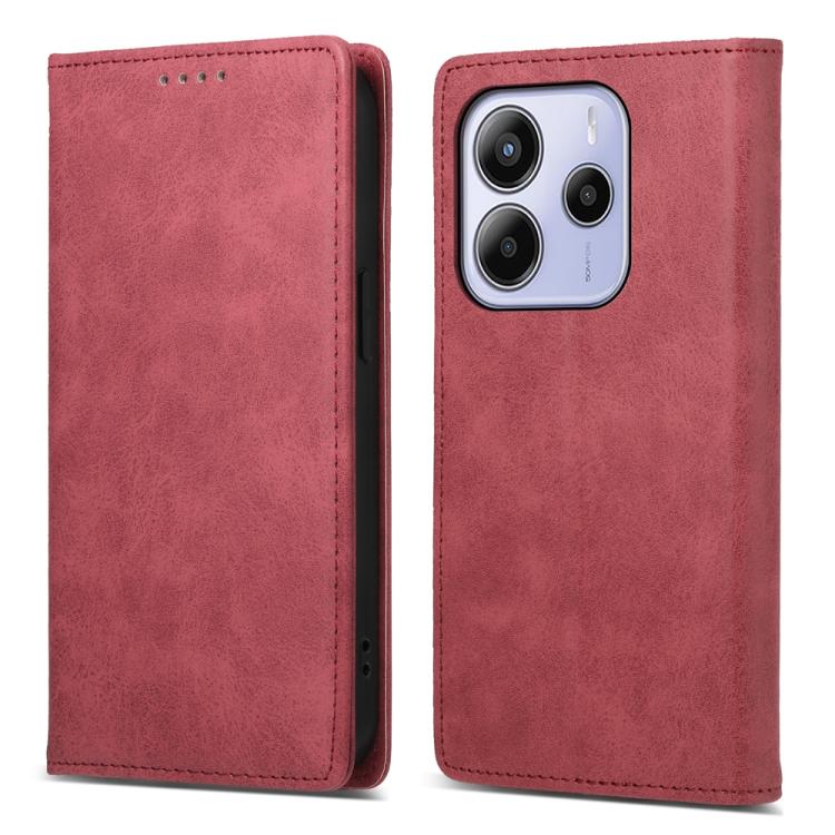 Business Solid Color Magnetic RFID Leather Phone Case, For Redmi Note 14 4G 164.84mm, For Redmi Note 14 Pro 4G, For Redmi Note 14 4G 163.25mm Global, For Redmi 14C 4G