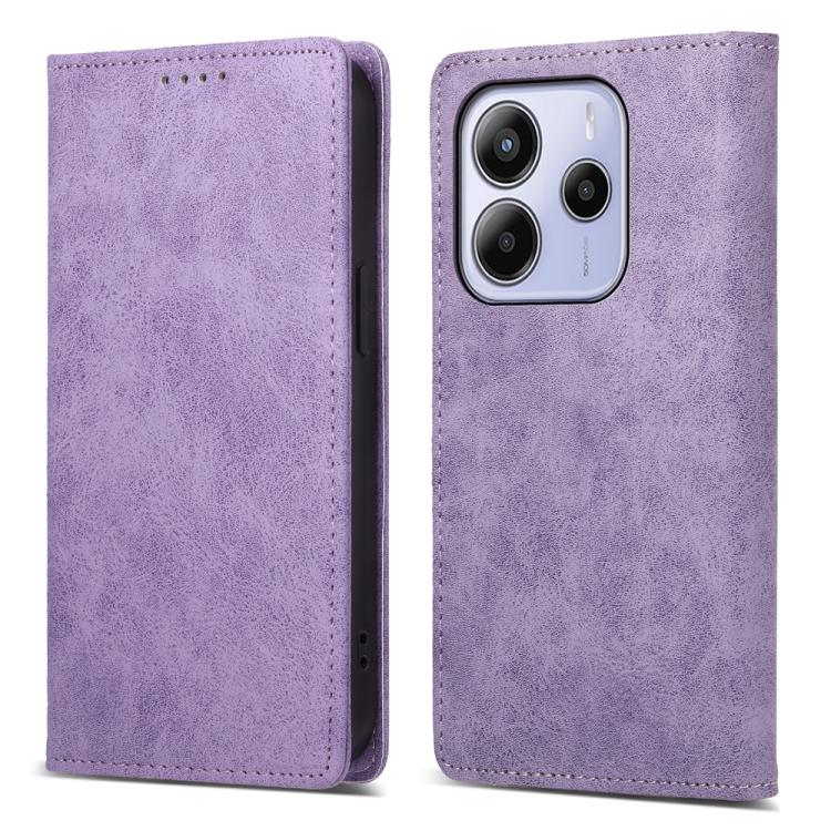 Business Solid Color Magnetic RFID Leather Phone Case, For Redmi Note 14 4G 164.84mm, For Redmi Note 14 Pro 4G, For Redmi Note 14 4G 163.25mm Global, For Redmi 14C 4G