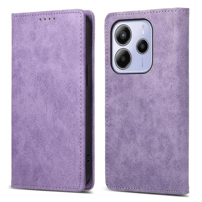Business Solid Color Magnetic RFID Leather Phone Case, For Redmi Note 14 4G 164.84mm, For Redmi Note 14 Pro 4G, For Redmi Note 14 4G 163.25mm Global, For Redmi 14C 4G