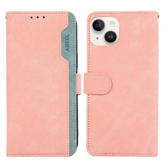 ABEEL Color Block Magnetic RFID Leather Phone Case, For iPhone 15, For iPhone 14 Plus, For iPhone 14, For iPhone 14 Pro