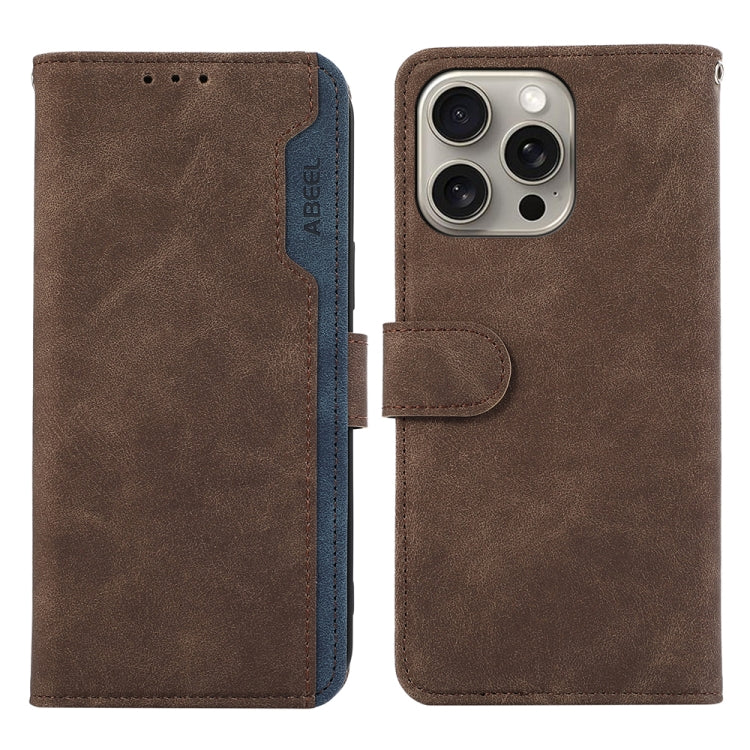 ABEEL Color Block Magnetic RFID Leather Phone Case, For iPhone 12 / 12 Pro, For iPhone 12 Pro Max