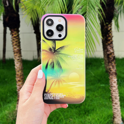 SUNSET Coconut Tree Dual-side Laminating Laser Phone Case, For iPhone 11