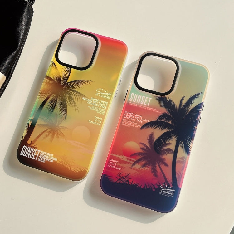 SUNSET Coconut Tree Dual-side Laminating Laser Phone Case, For iPhone 15 Pro Max, For iPhone 15 Pro, For iPhone 15, For iPhone 14, For iPhone 14 Pro, For iPhone 14 Pro Max, For iPhone 13 Pro Max, For iPhone 13 Pro, For iPhone 13, For iPhone 12         ...