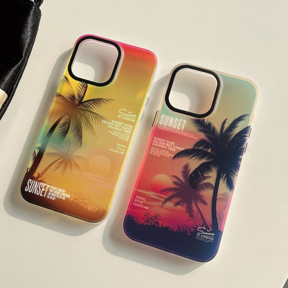 SUNSET Coconut Tree Dual-side Laminating Laser Phone Case, For iPhone 15 Pro Max, For iPhone 15 Pro, For iPhone 15, For iPhone 14, For iPhone 14 Pro, For iPhone 14 Pro Max, For iPhone 13 Pro Max, For iPhone 13 Pro, For iPhone 13, For iPhone 12         ...