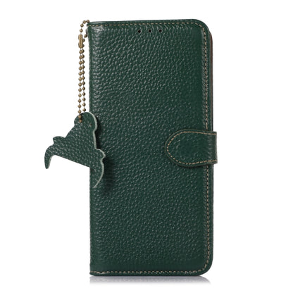 Genuine Leather Litchi Texture RFID Leather Phone Case