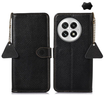 Genuine Leather Litchi Texture RFID Leather Phone Case