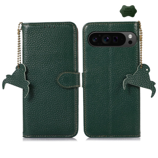 Genuine Leather Litchi Texture RFID Leather Phone Case