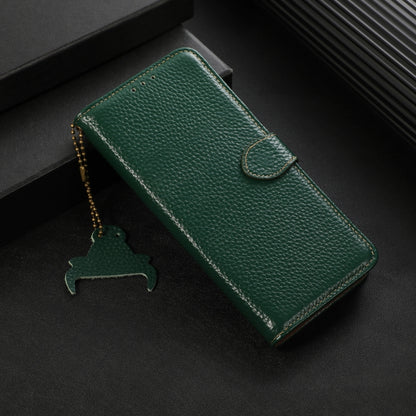 Genuine Leather Litchi Texture RFID Leather Phone Case