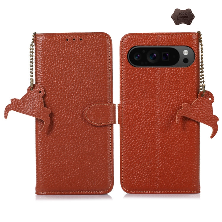 Genuine Leather Litchi Texture RFID Leather Phone Case