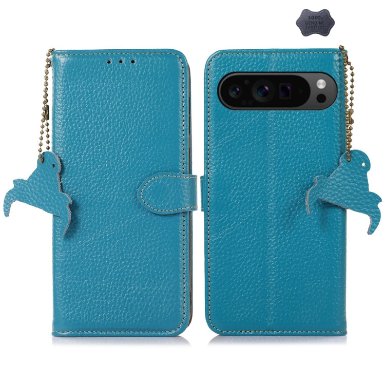 Genuine Leather Litchi Texture RFID Leather Phone Case