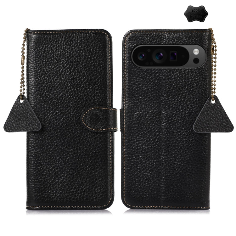 Genuine Leather Litchi Texture RFID Leather Phone Case