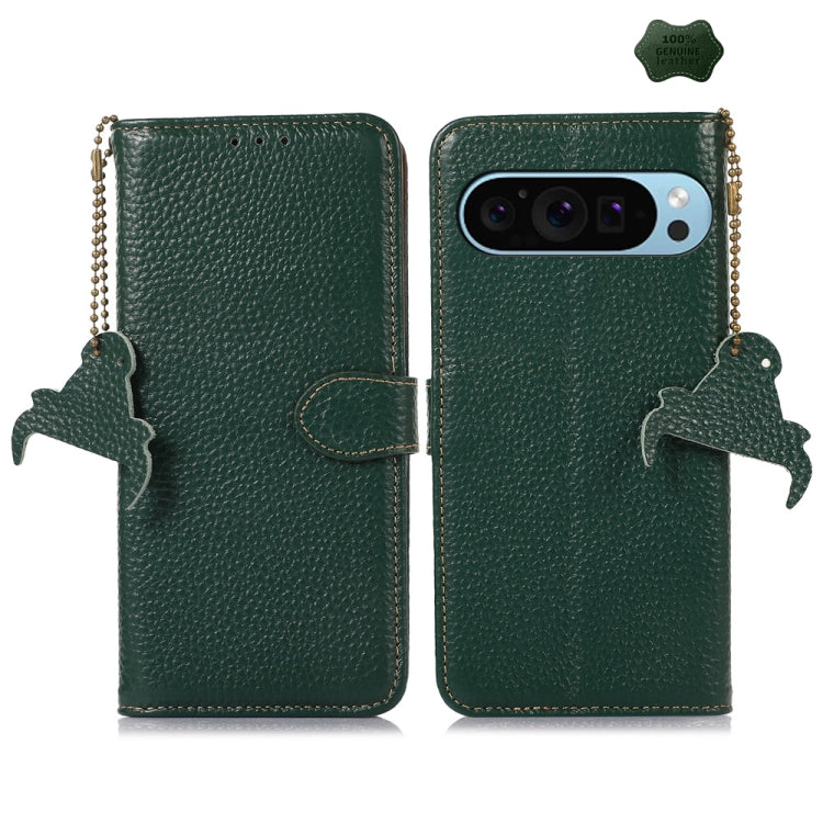 Genuine Leather Litchi Texture RFID Leather Phone Case