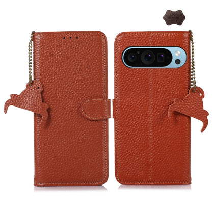 Genuine Leather Litchi Texture RFID Leather Phone Case