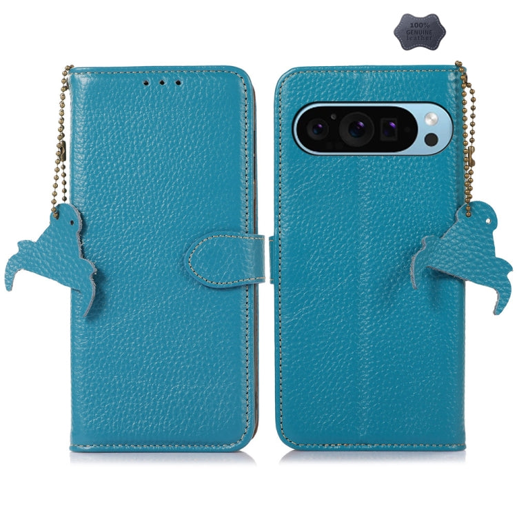 Genuine Leather Litchi Texture RFID Leather Phone Case