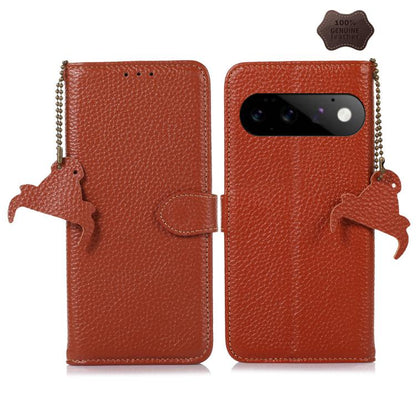Genuine Leather Litchi Texture RFID Leather Phone Case, For Google Pixel 11 Pro XL, For Google Pixel 11 / 11 Pro, For Google Pixel 10a, For Google Pixel 10 / 9, For Google Pixel 9a, For Google Pixel 10 Pro / 9 Pro