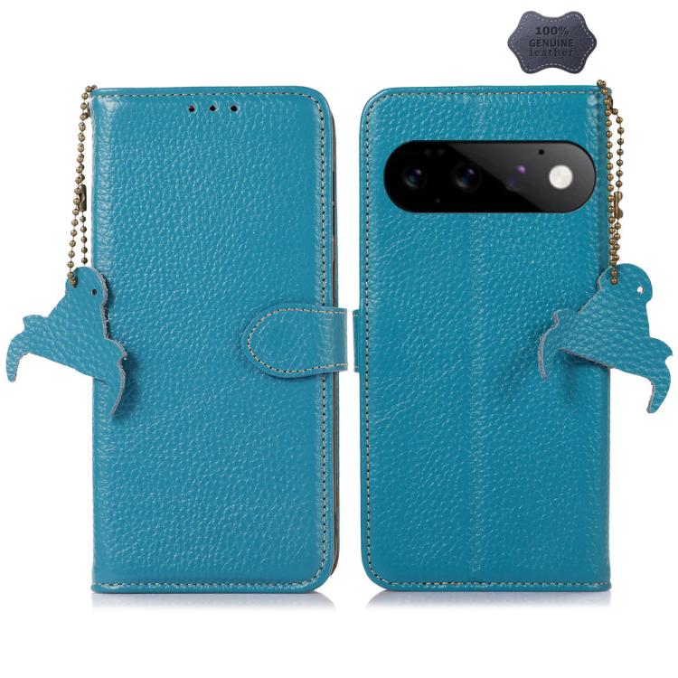Genuine Leather Litchi Texture RFID Leather Phone Case, For Google Pixel 11 Pro XL, For Google Pixel 11 / 11 Pro, For Google Pixel 10a, For Google Pixel 10 / 9, For Google Pixel 9a, For Google Pixel 10 Pro / 9 Pro